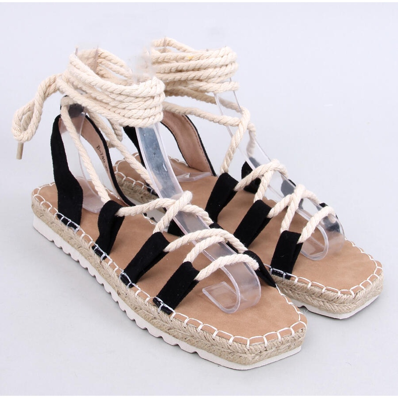 Frauensandalen Espadrilles schwarz gebunden 1