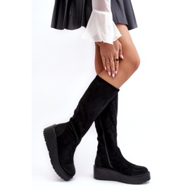 Damen-Wildlederstiefel auf der S.Barski-Plattform, Schwarz 2