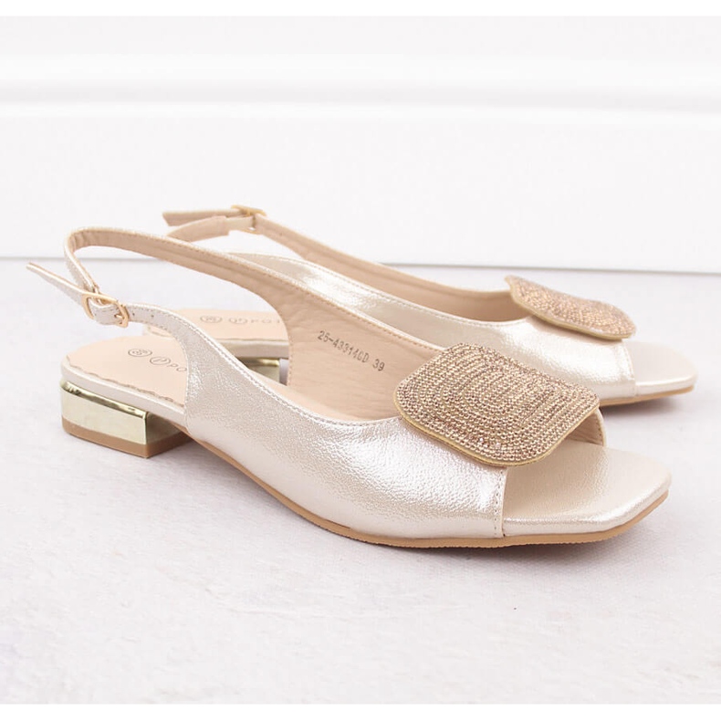 Elegante Damensandalen mit goldener Zirkonverzierung Potocki WS43314 1