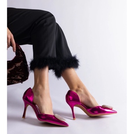 Rosa High Heels mit Zirkonen verziert 2