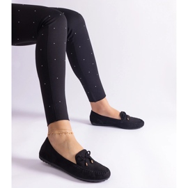 Schwarze Frauen -Slipper mit einem Bogen 1