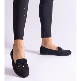 Schwarze Frauen -Slipper mit einem Bogen 2