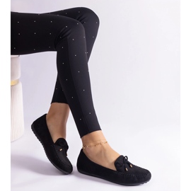 Schwarze Frauen -Slipper mit einem Bogen 3