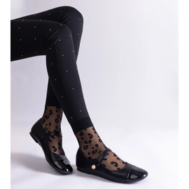 Schwarze Ballerinas mit Lackspitze und Klettverschluss 1