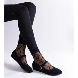 Schwarze Ballerinas mit mattem Finish und Schnallenverschluss 1