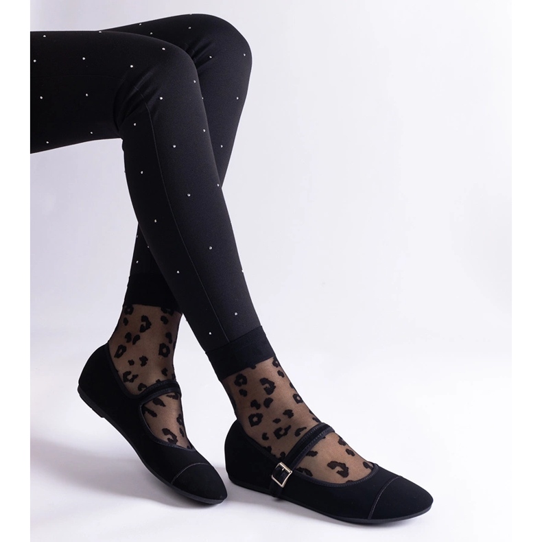 Schwarze Ballerinas mit mattem Finish und Schnallenverschluss 1