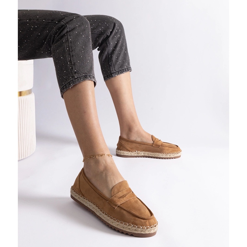 Karamellschieber Espadrilles auf der Plattform braun 1
