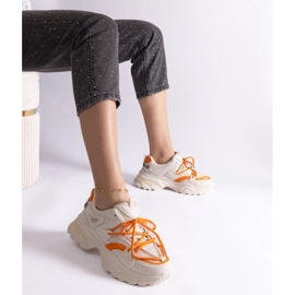 Beigefarbene Sport-Sneaker für Damen 1