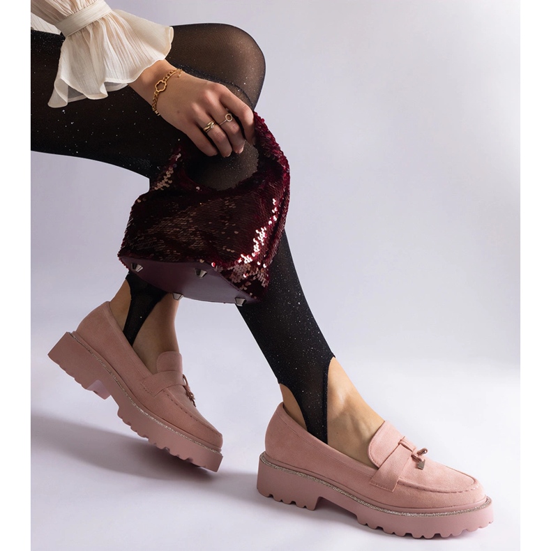 Rosafarbene Mokassins aus Öko-Leder 2