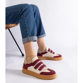 Burgunderfarbene Sneaker mit Klettverschluss rot 1