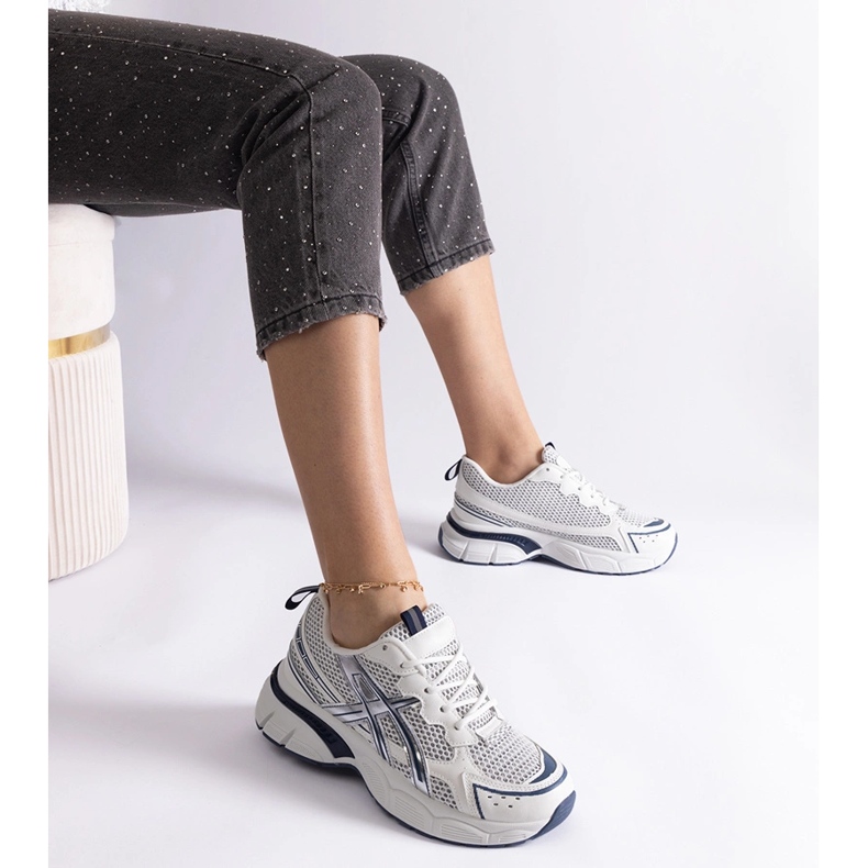 Blaue Sport-Sneaker für Damen weiß 1