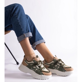 Damen-Sneaker in Grün und Beige 3