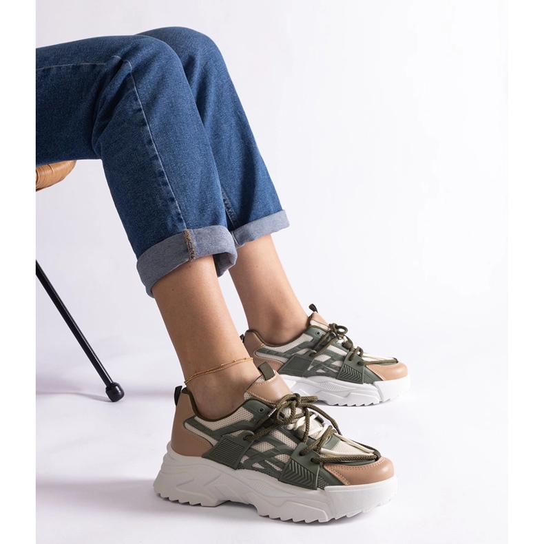 Damen-Sneaker in Grün und Beige 1