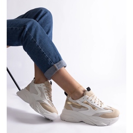 Beige-goldene Damen-Sneaker 2