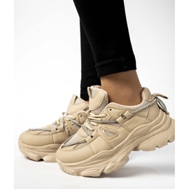 Beigefarbene Plateau-Sneaker für Damen 1