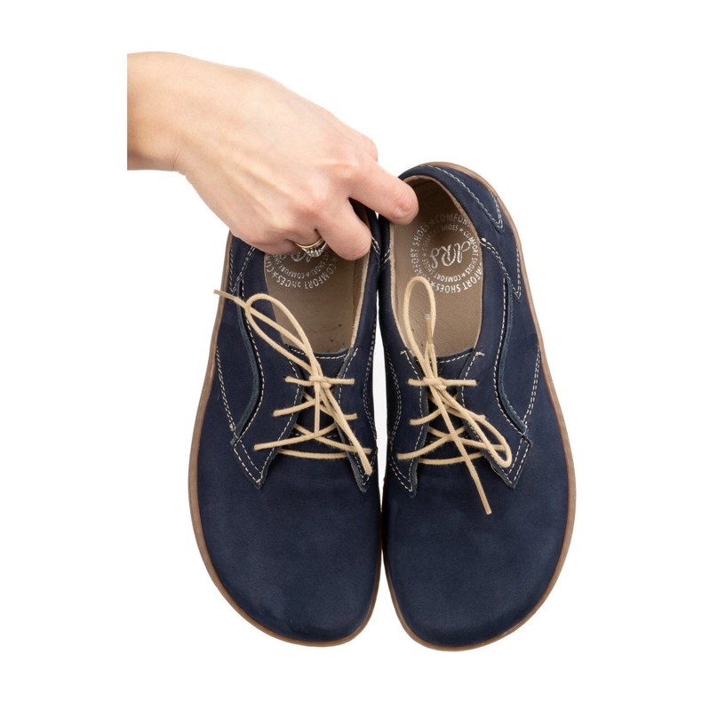 Olivier Barfuß minimalistische Lederschuhe für Frauen 1082 Navy Nubuk blau 1