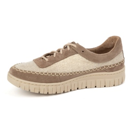 Olivier Damen-Lederschuhe mit dicker Sohle 0759W, beige 1