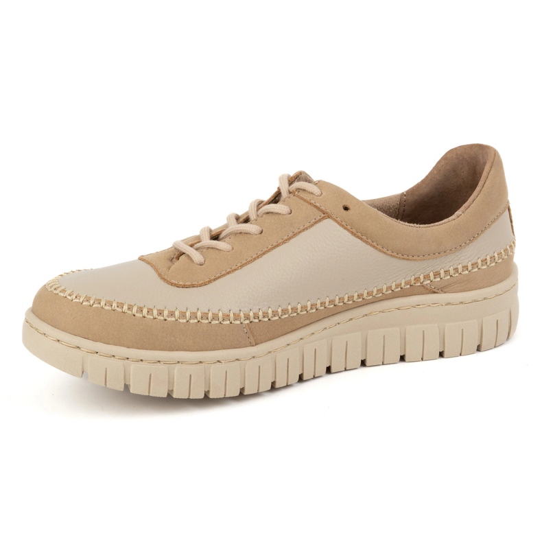 Olivier Damen -Lederschuhe auf einer dicken Sohle 0759W beige Gesicht 1