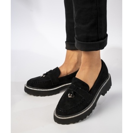 Frauen schwarze Wildlederladungen mit Zirkonen 1