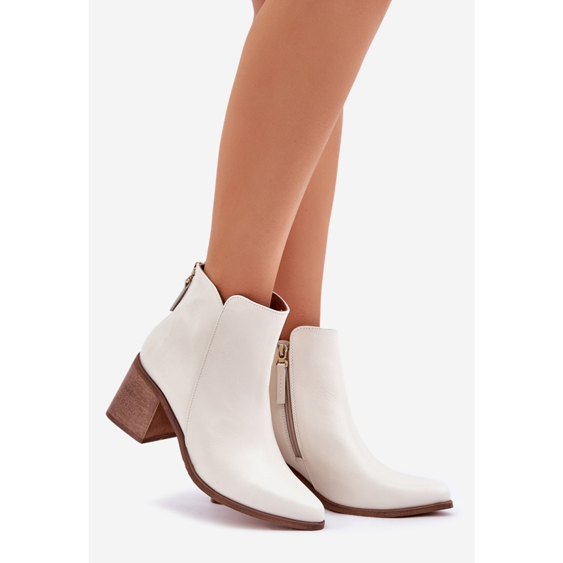 Bots auf der Post Natural Leder Zazoo 3673 Weiß 1