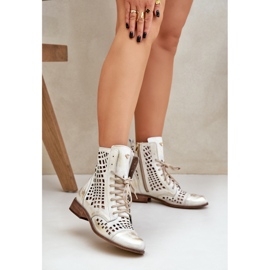 Zazoo 2627 Openwork Leder Golden Stiefel wischt sich 2