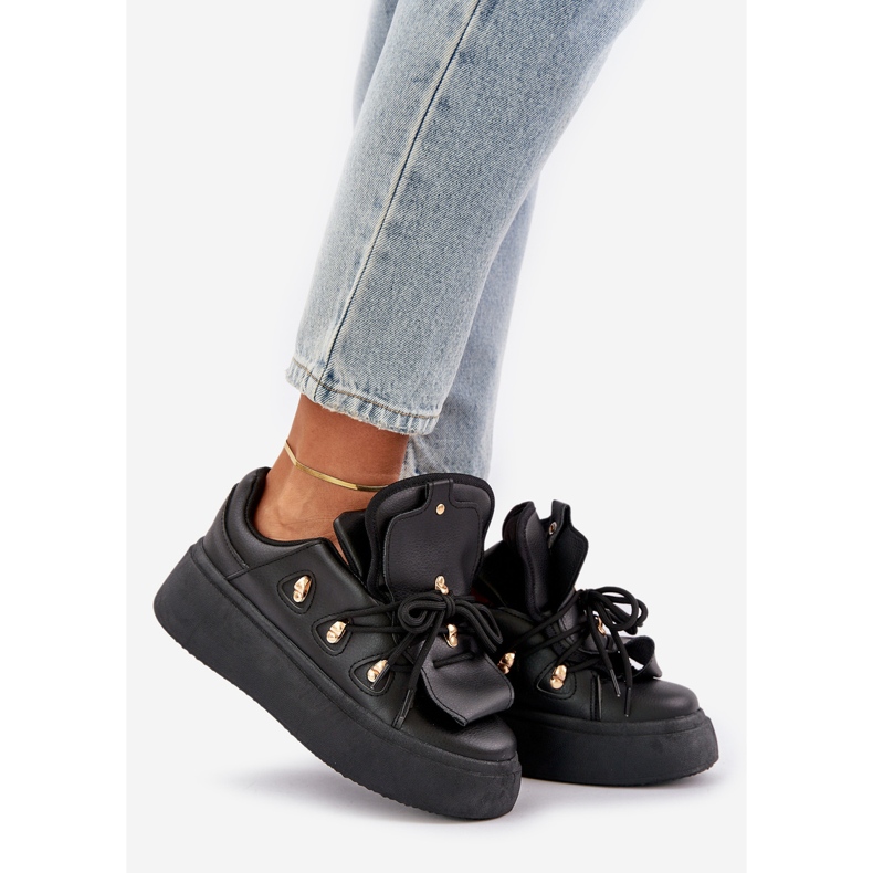 Damen-Plateau-Sneaker in Schwarz 1