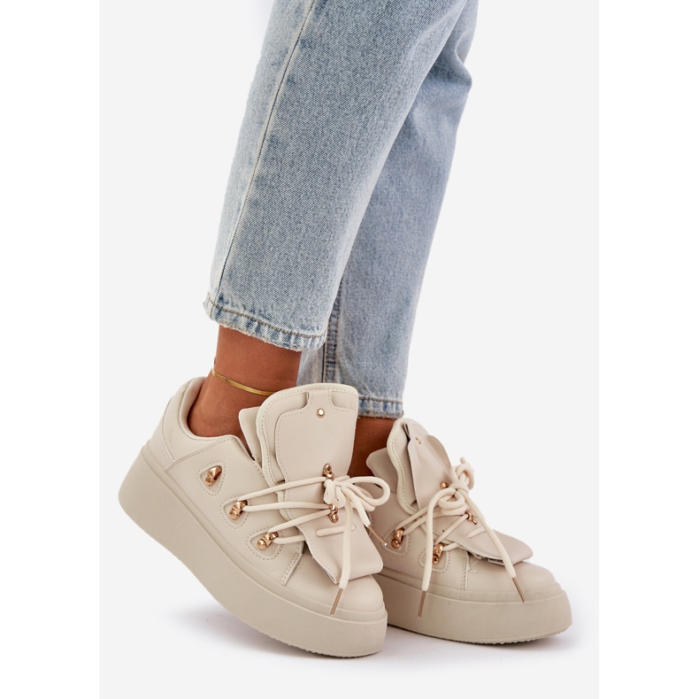 Damen-Plateau-Sneaker, Beige 1