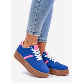 Frauen-Sneaker auf der blauen Pink-Plattform 1