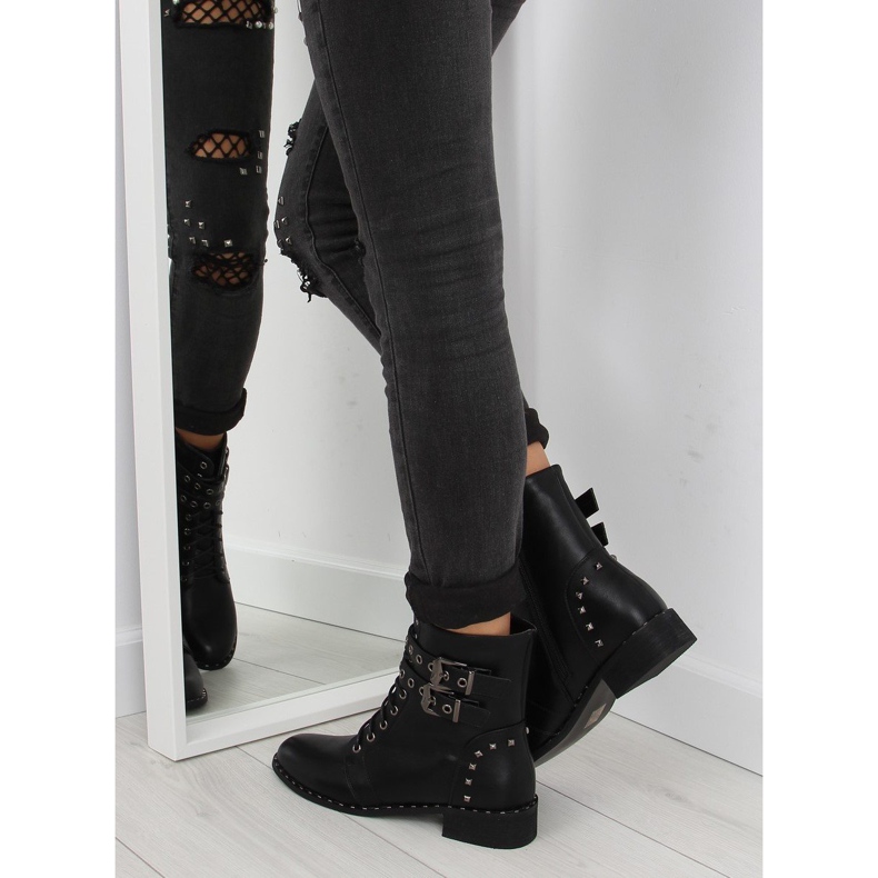 Schwarze Schnürstiefel PE155P schwarz 2