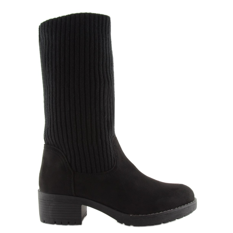Schwarze Stiefeletten mit gestricktem Obermaterial 2