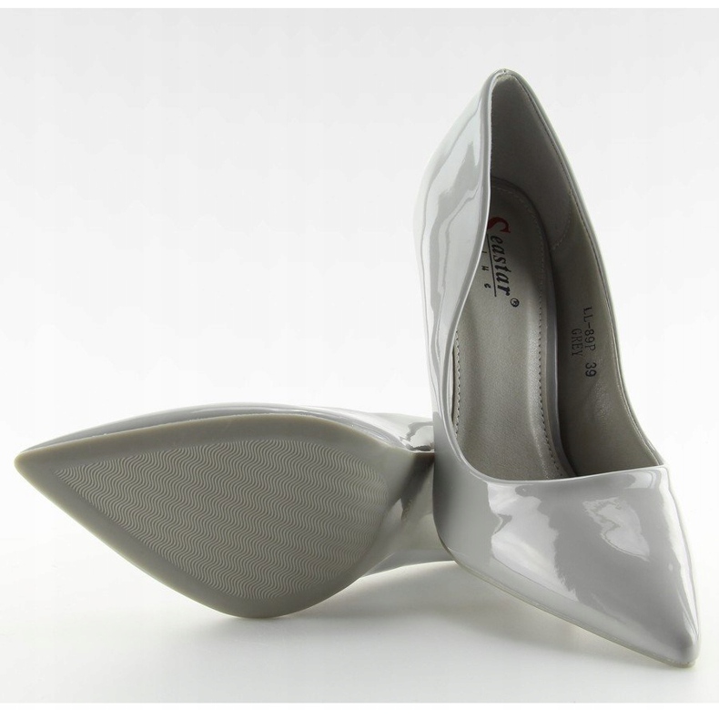 Grau lackiert grau LL-89P Graue Stilettos 1