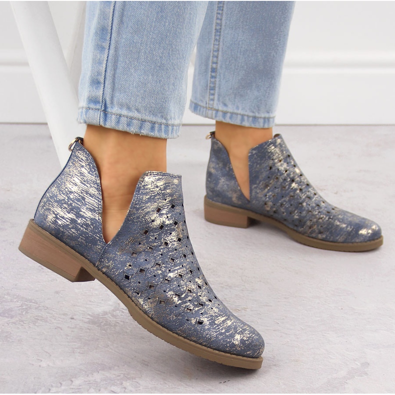 M. DASZYŃSKI Frauenstiefel, offene Arbeitskräfte, m blau 2