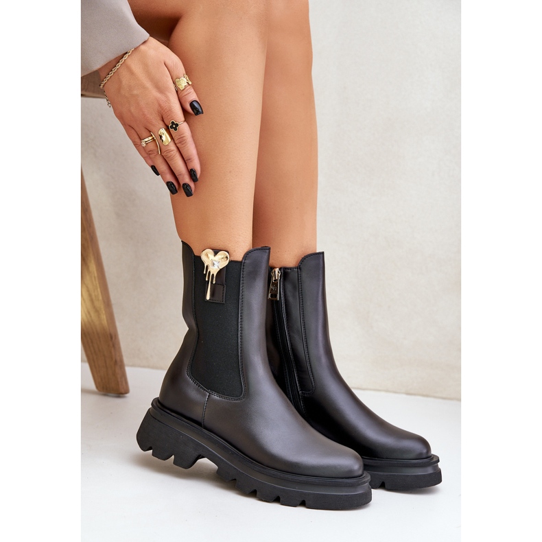 Leder-Chelsea-Stiefel mit Verzierung CheBello 4537 Schwarz 2