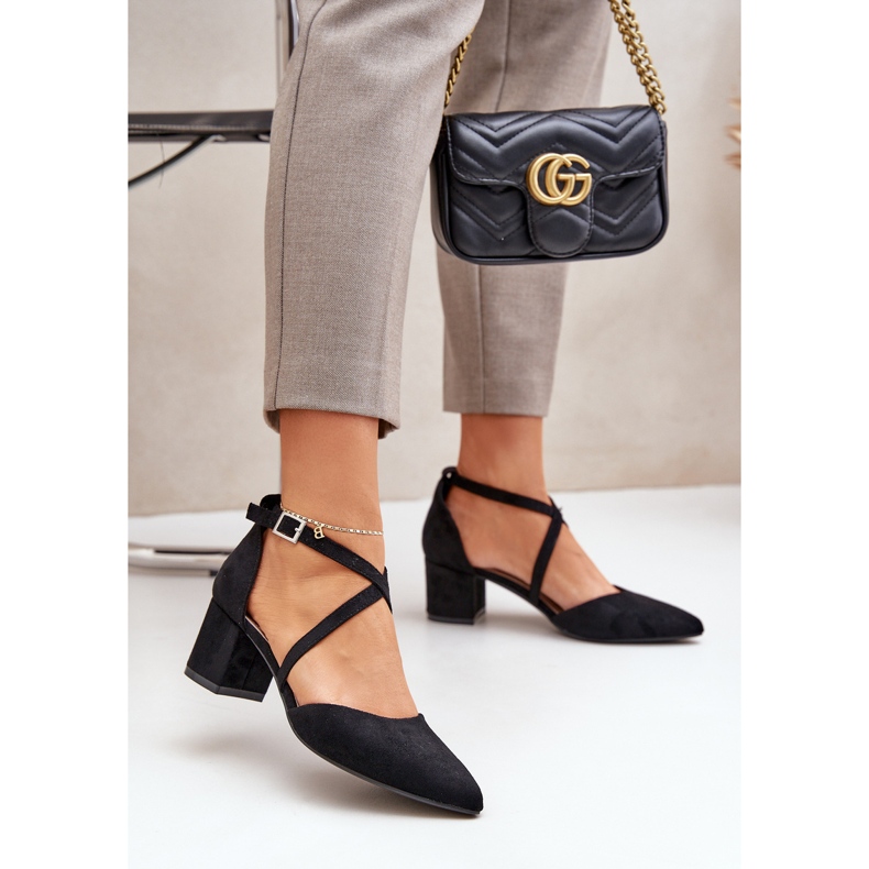 Pumpen auf dem Eco Suede Post Sergio Leone Black schwarz 2