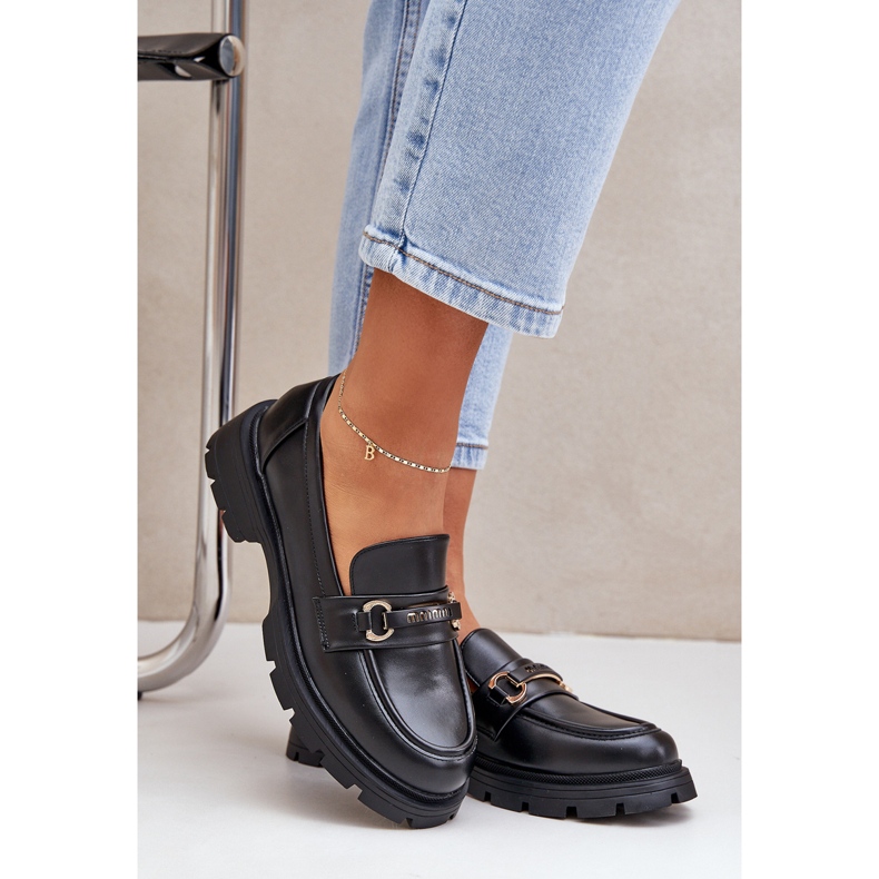 Klassische Frauen -Slipper mit Öko -Lederschwarz 2