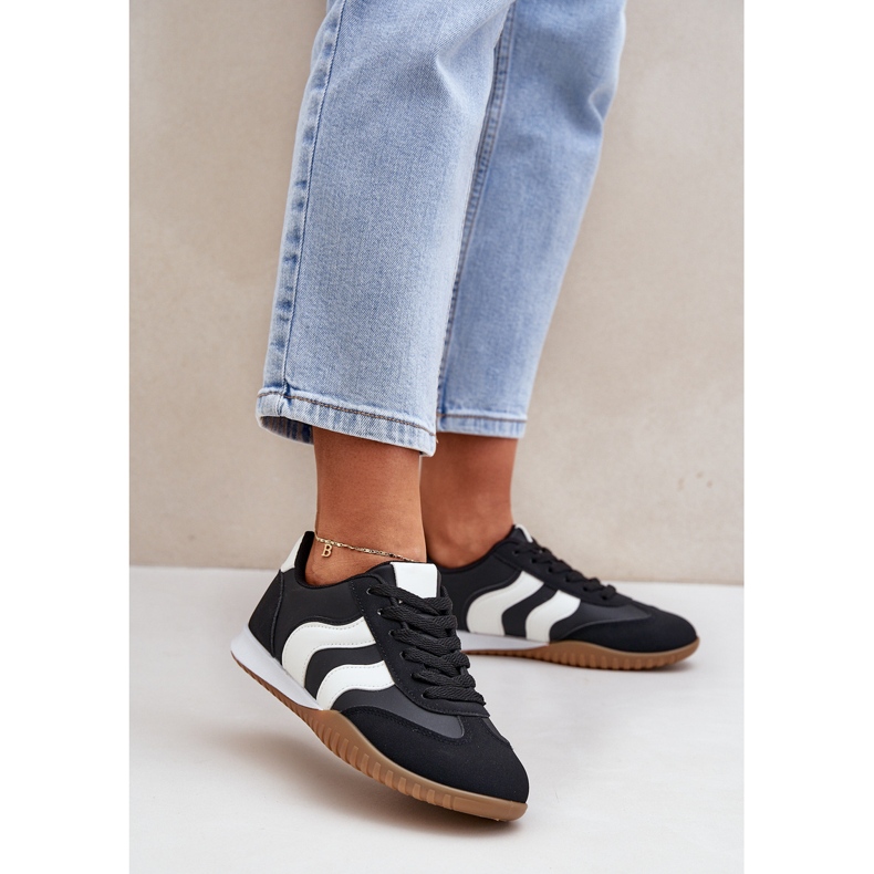 Klassische Frauen -Turnschuhe mit Öko -Leder schwarzes Leder 2