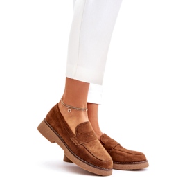 Bellucci Klassische Frauenmokassins mit Öko -Wildleder Brown braun 1