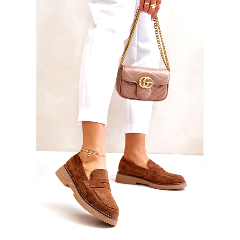 Bellucci Klassische Frauenmokassins mit Öko -Wildleder Brown braun 2