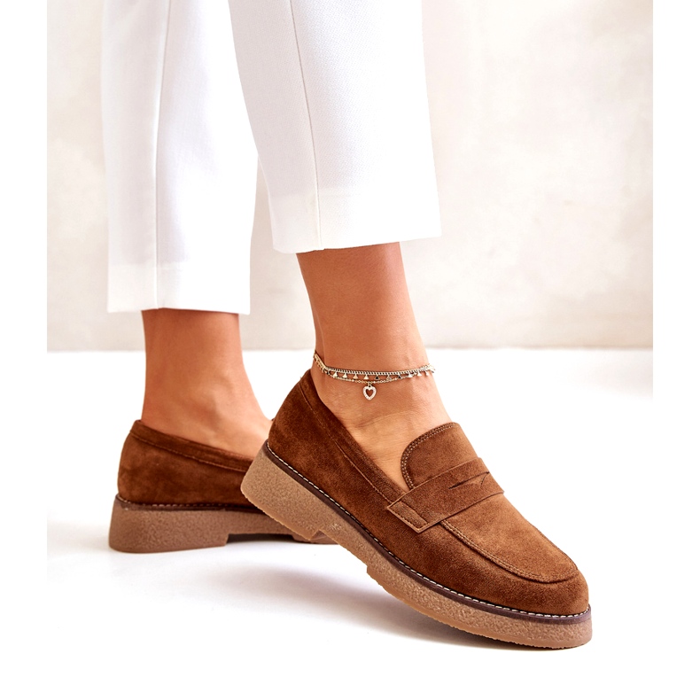 Bellucci Klassische Frauenmokassins mit Öko -Wildleder Brown braun 4