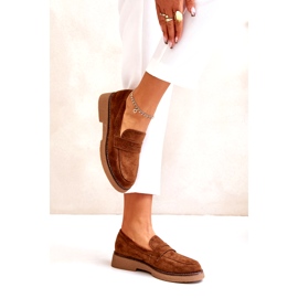 Bellucci Klassische Frauenmokassins mit Öko -Wildleder Brown braun 3