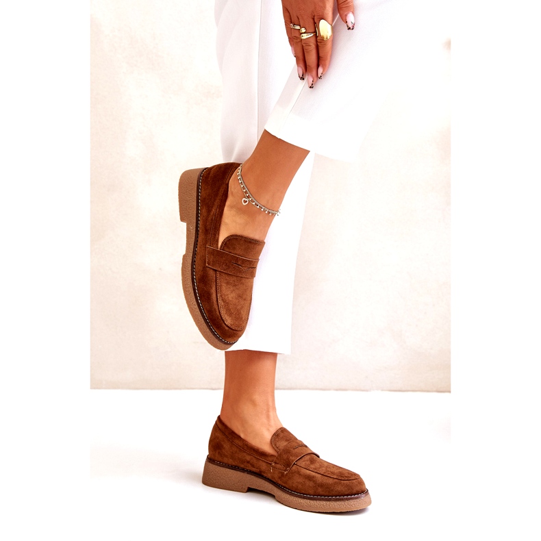 Bellucci Klassische Frauenmokassins mit Öko -Wildleder Brown braun 3