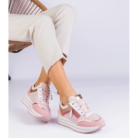 Pink Sportsneaker auf der Plattform, die mit Glitzer dekoriert sind rosa 1