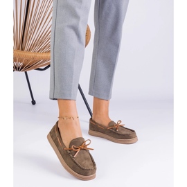 Grüne Frauen -Slipper aus Ekozamsz mit einem Bogen 1