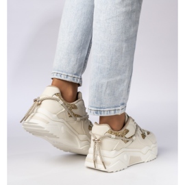 Frauensport-Sneaker Beige-Gold 2