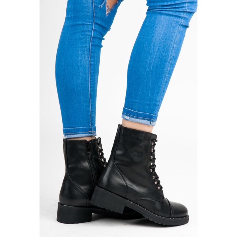 Anesia Paris Schwarze Schnürstiefeletten 2