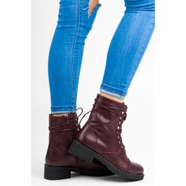 Anesia Paris Burgunderrot gebundene Stiefel 2