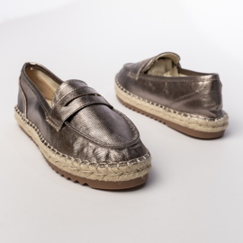 Espadrilles Frauen braune Metallic Sladers 1