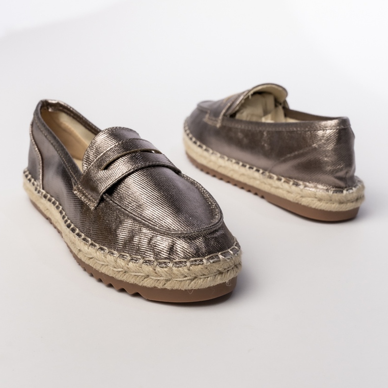Espadrilles Frauen braune Metallic Sladers 1