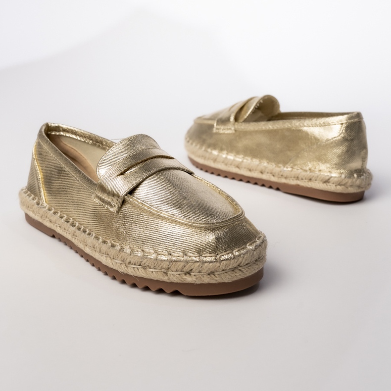 Espadrilles Frauen Gold Metallic Sladers golden 1