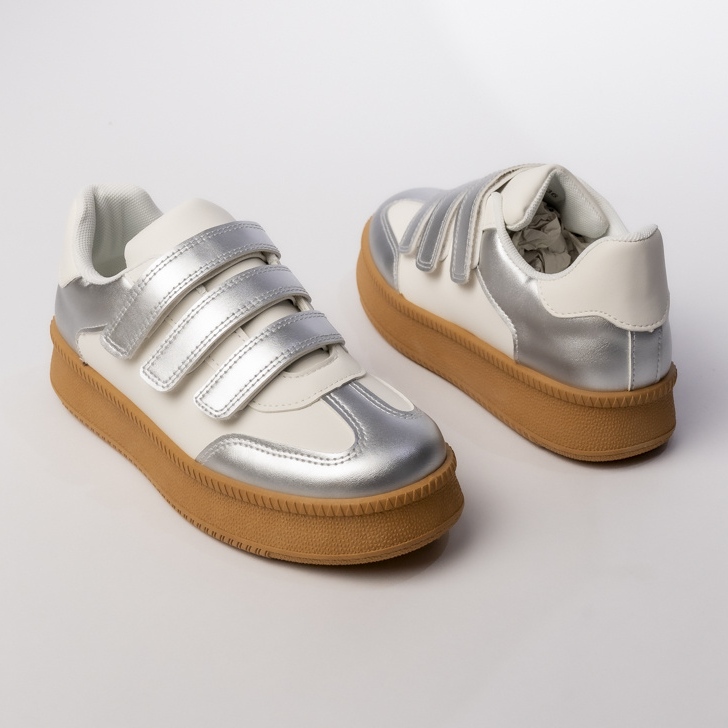 Frauensport-Sneaker Silber-Weiß 1